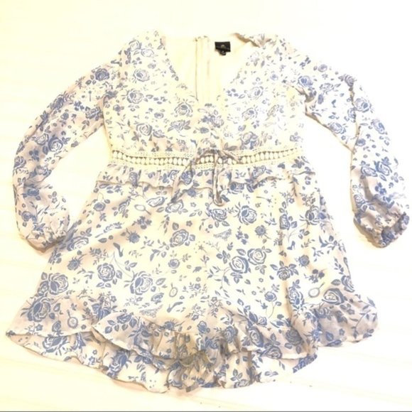 DISNEY Princess Blue Floral Ruffle Romper - Picture 2 of 7